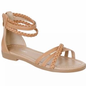 Tan Women's Faux Leather Multi-Strap Sandals NWB